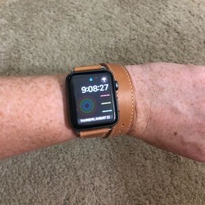 Apple 42mm Cognac Faux Leather Watch Band